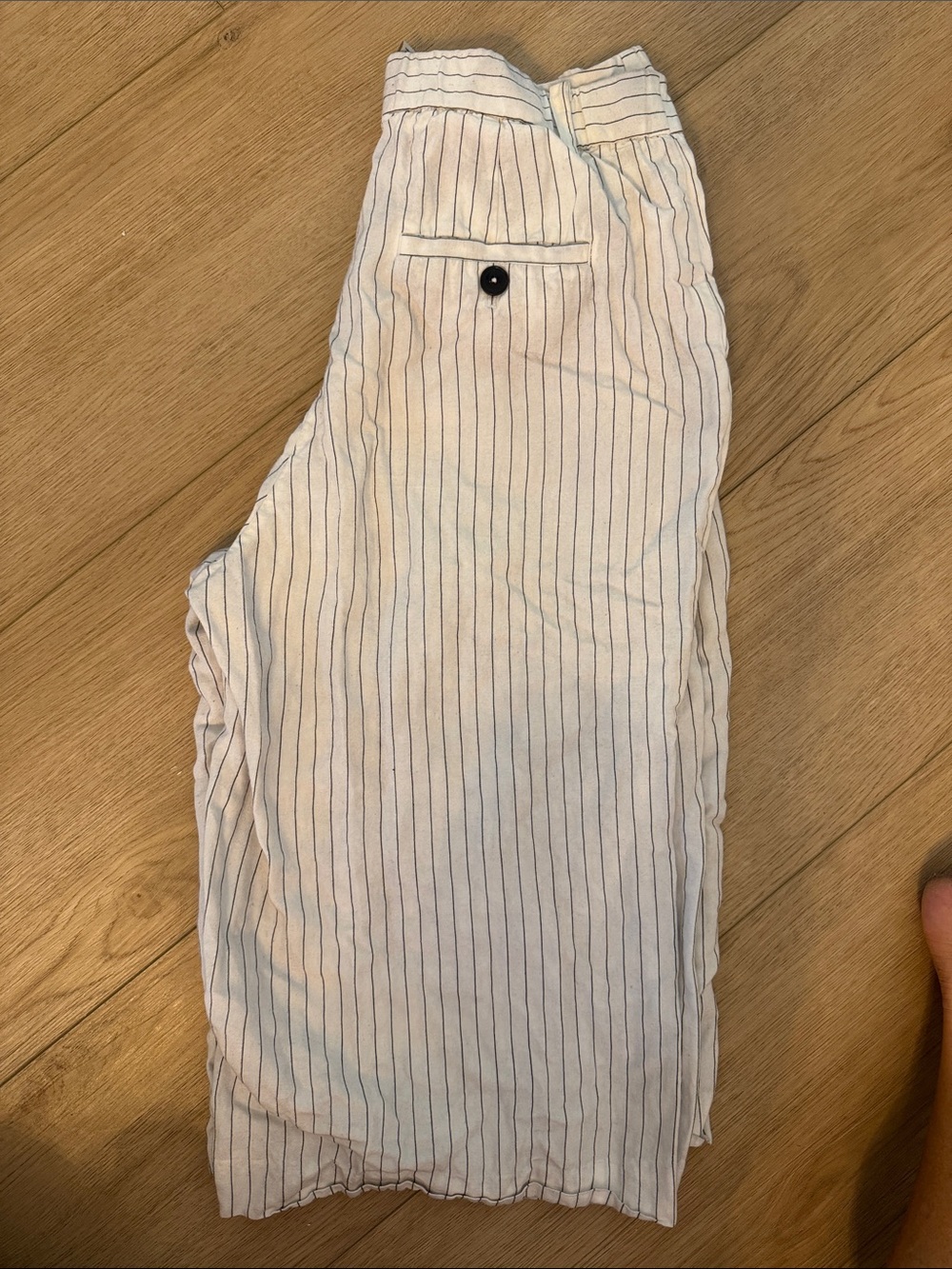 Maeve White Pinstripe Cotton Long Shorts from Anthropology
